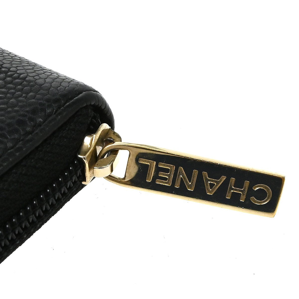 Chanel Portefeuille Long Cc Logo Caviar Skin Black Leather Wallets Accessory (Pre-Owned)