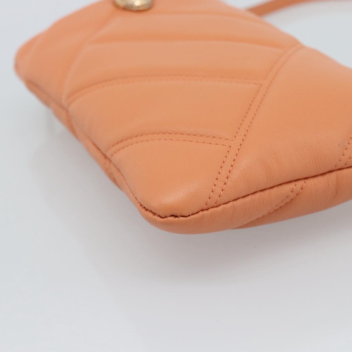 Bvlgari Serpenti Cabochon Phone Holder On Chain Diagonal Quilted Leather Orange Leather Clutche & Pouche Bag (Pre-Owned)
