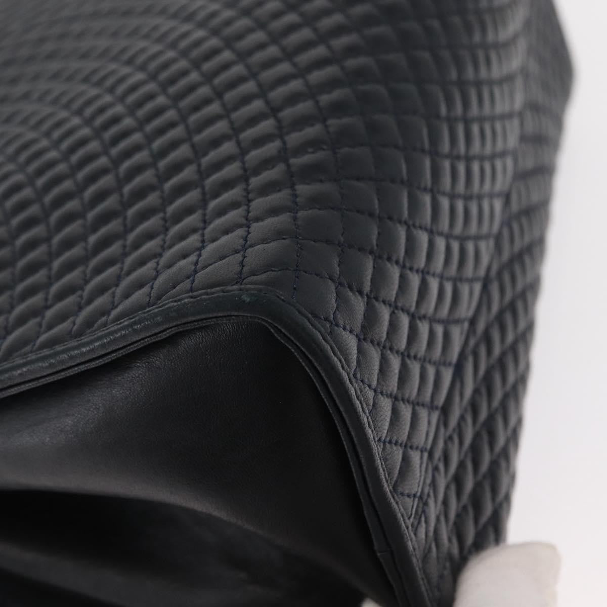 Bally Vintage Quilted Leather Navy Leather Handbag (Pre-Owned)