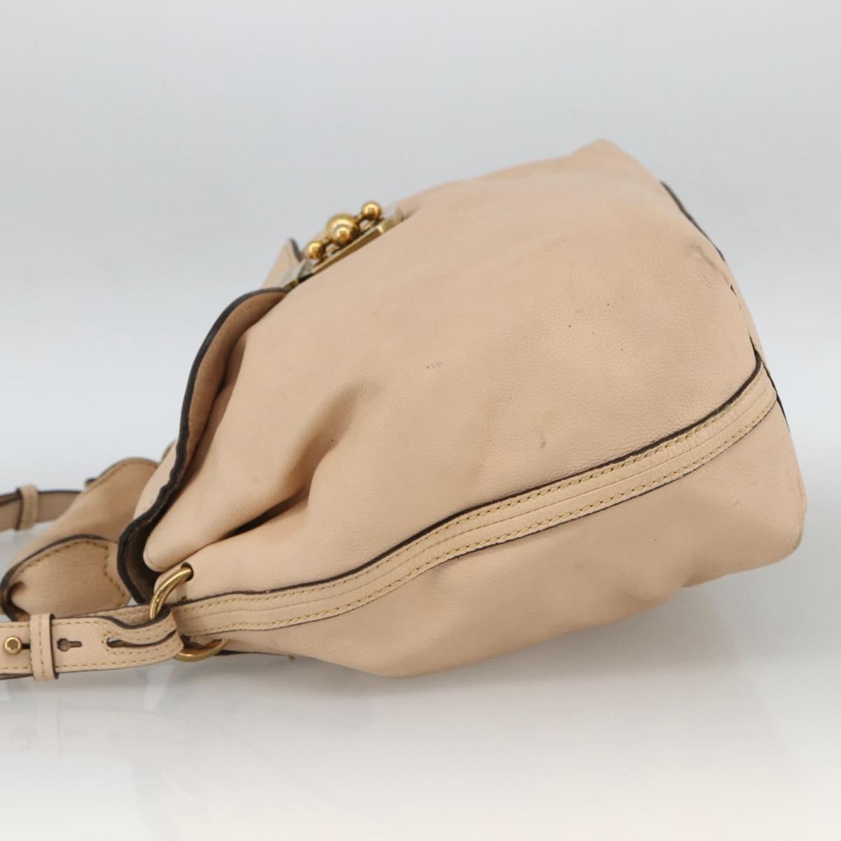 Chloe Elsie Convertible Satchel Leather Beige Leather Handbag (Pre-Owned)