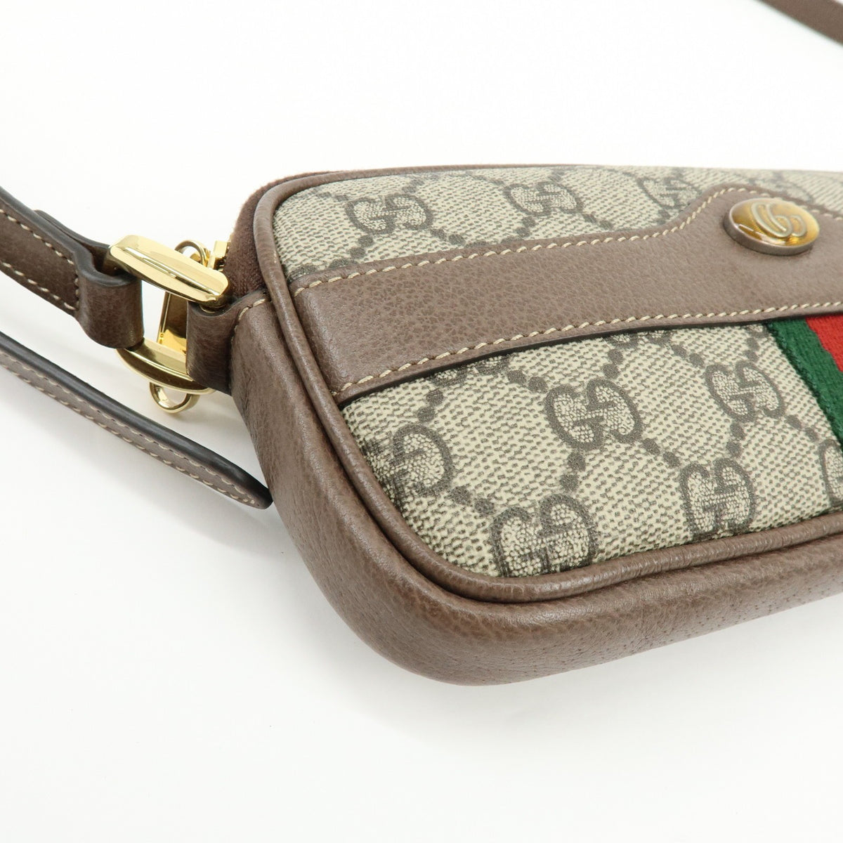 Gucci Ophidia Gg Coated Canvas Brown Leather Crossbody Bag Bag (Pre-Owned)