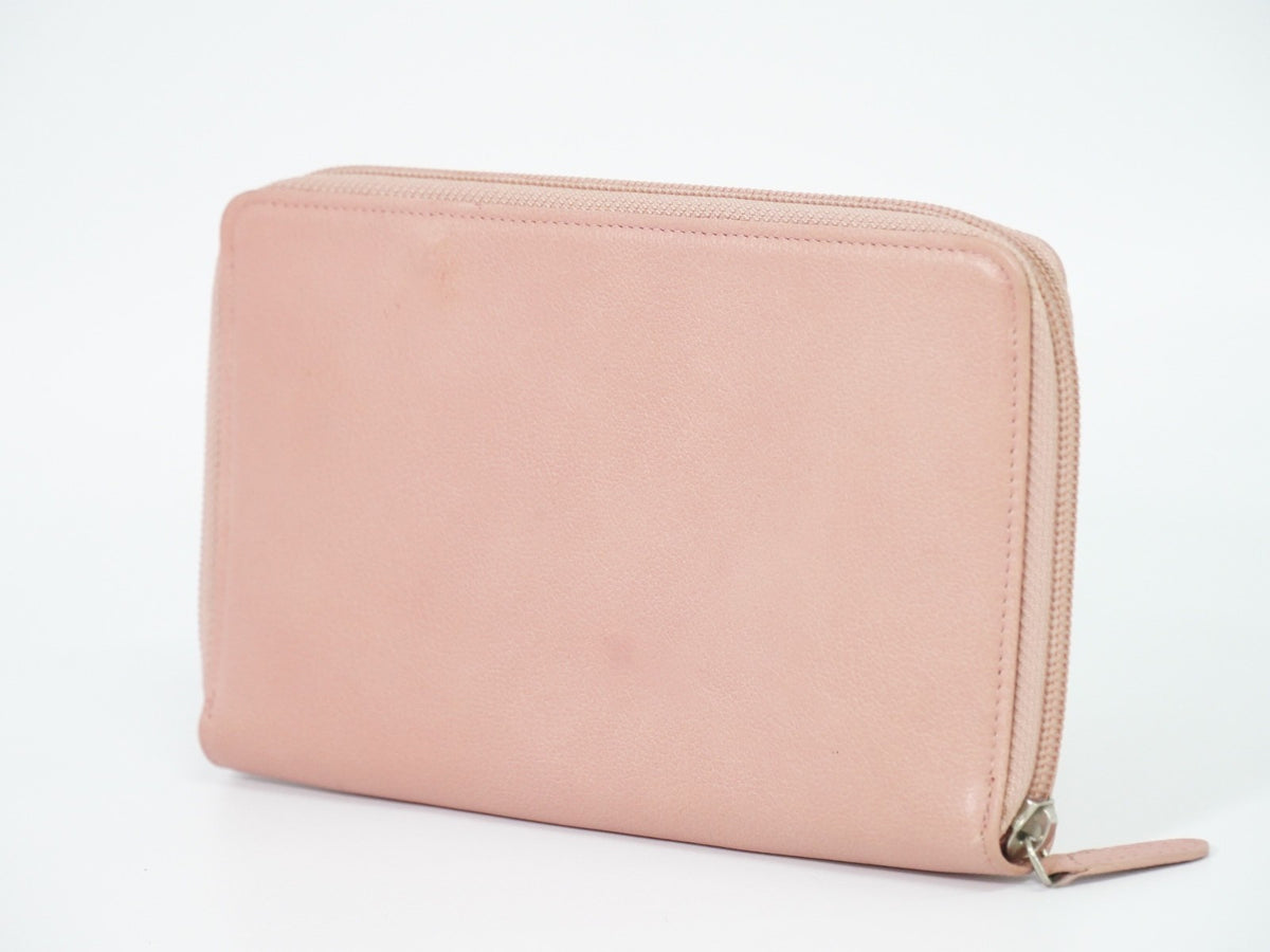 Chanel Camellia Zip Around Organizer Leather Pink Leather Wallets Accessory (Pre-Owned)