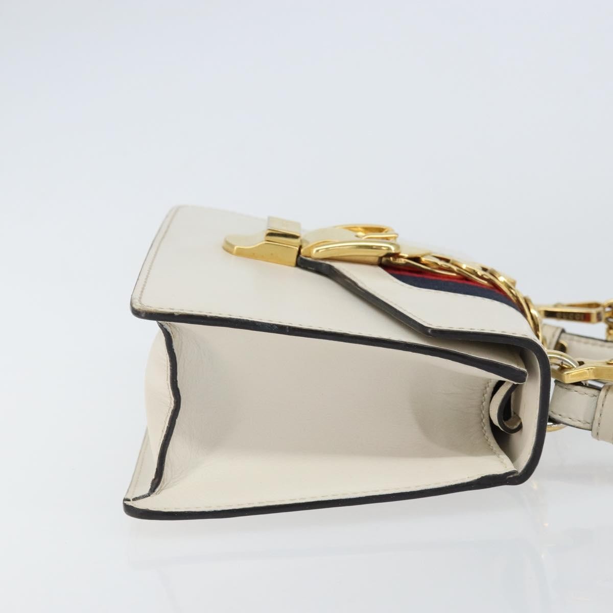 Gucci Sylvie Top Handle Leather White Leather Handbag (Pre-Owned)