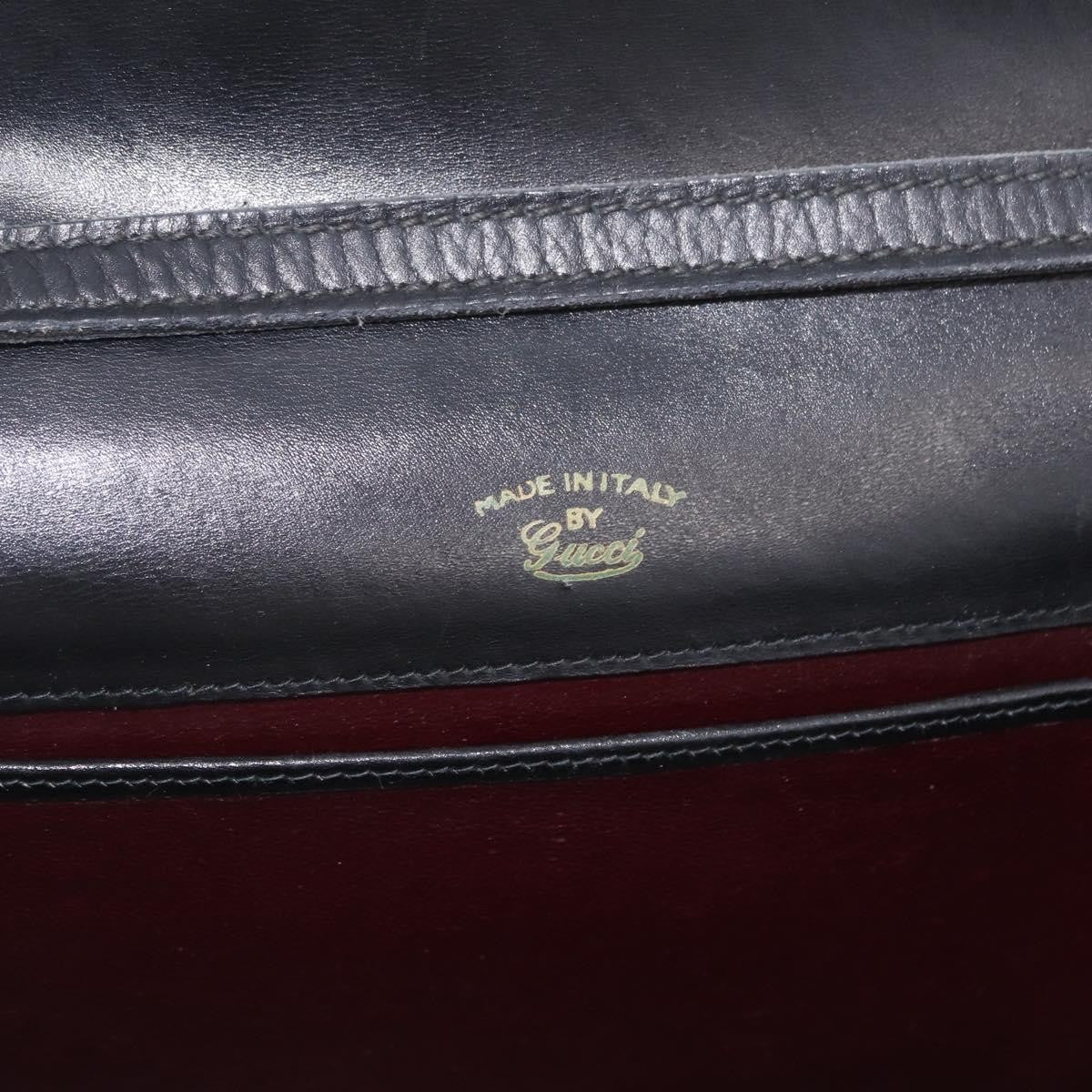 Gucci Sherry Line Shoulder Leather Black Leather Handbag (Pre-Owned)