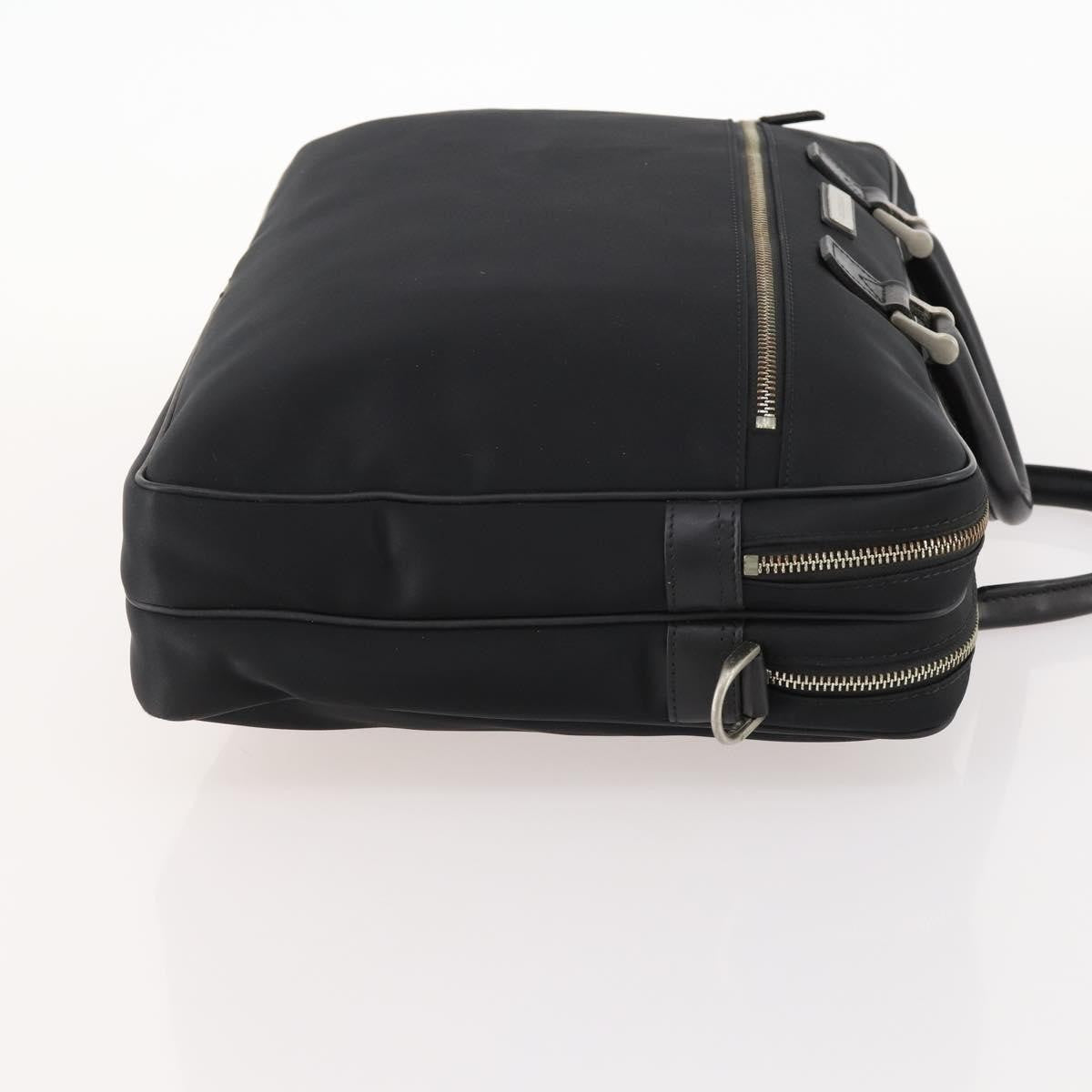 Burberry Front Zip Pocket Convertible Leather Black Nylon Briefcase Bag (Pre-Owned)