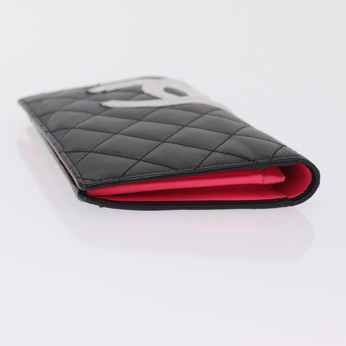 Chanel Cambon Bifold Quilted Calfskin Black Leather Wallets Accessory (Pre-Owned)
