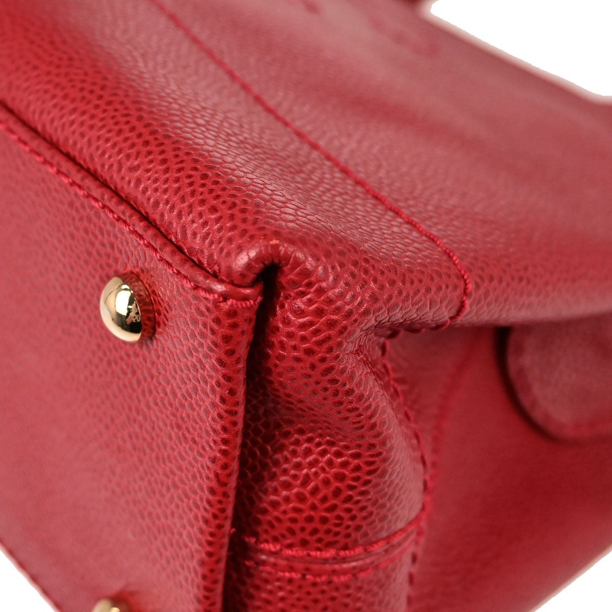 Chanel Vintage Logo Caviar Red Leather Tote Bag Bag (Pre-Owned)