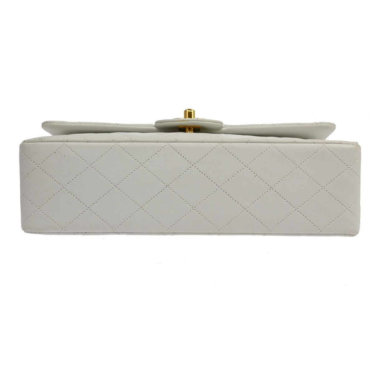 Chanel Classic Double Flap Quilted Lambskin White Leather Handbag (Pre-Owned)