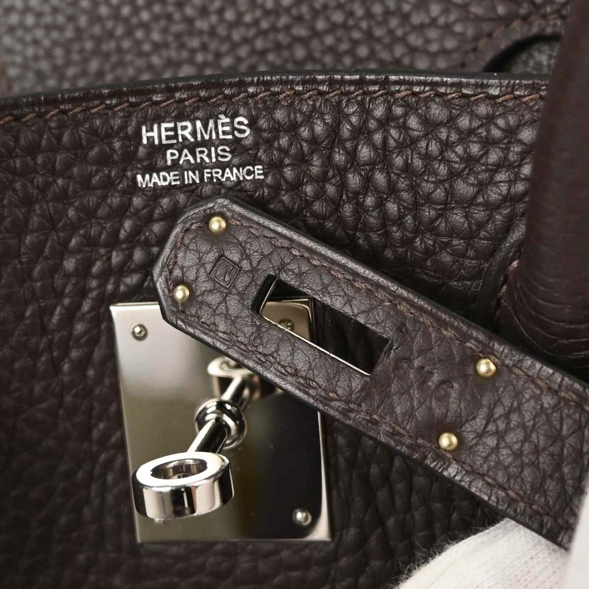 Hermes Birkin Chocolat Taurillon Clemence Brown Leather Handbag (Pre-Owned)