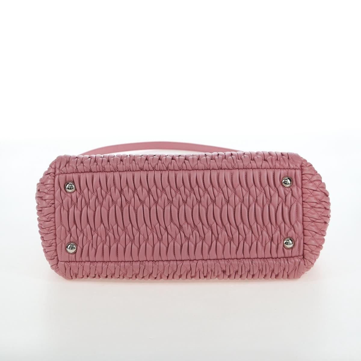 Miu Miu Crystal Turnlock Convertible Satchel Leather Pink Leather Shoulder Bag Bag (Pre-Owned)