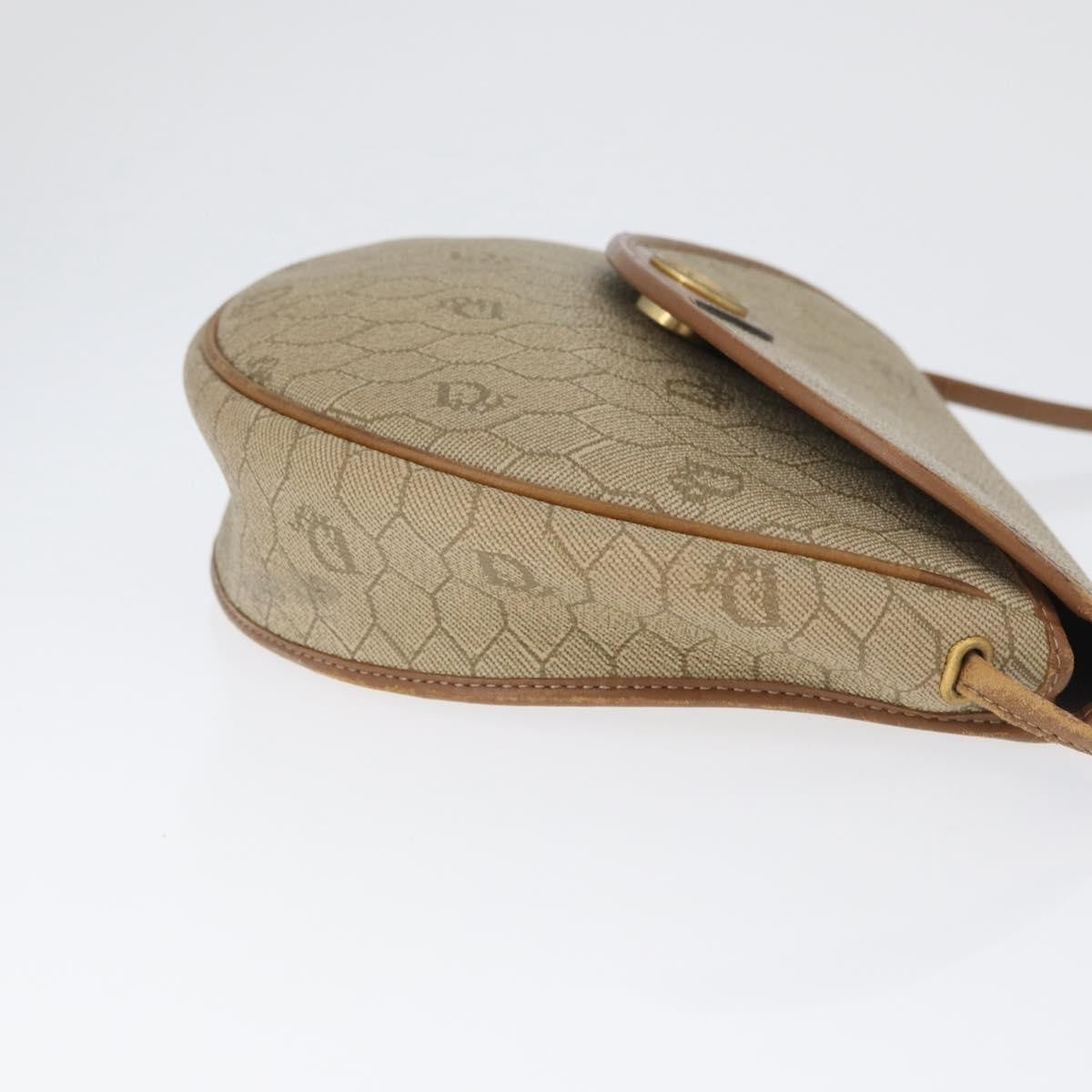 Christian Dior Vintage Honeycomb Flap Canvas And Leather Beige Canvas Shoulder Bag Bag (Pre-Owned)