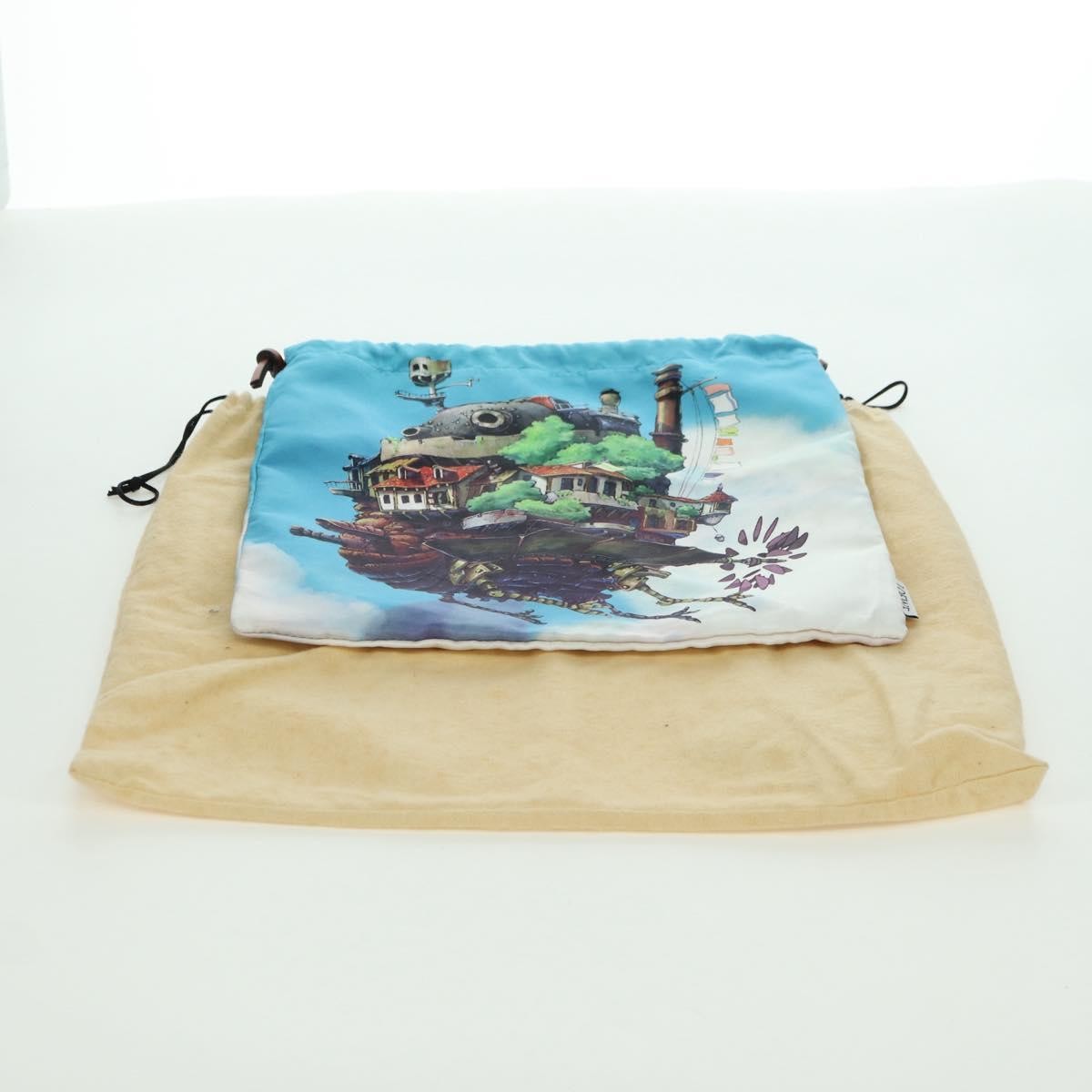 Loewe Paula Drawstring Printed Canvas Blue Canvas Clutche & Pouche Bag (Pre-Owned)
