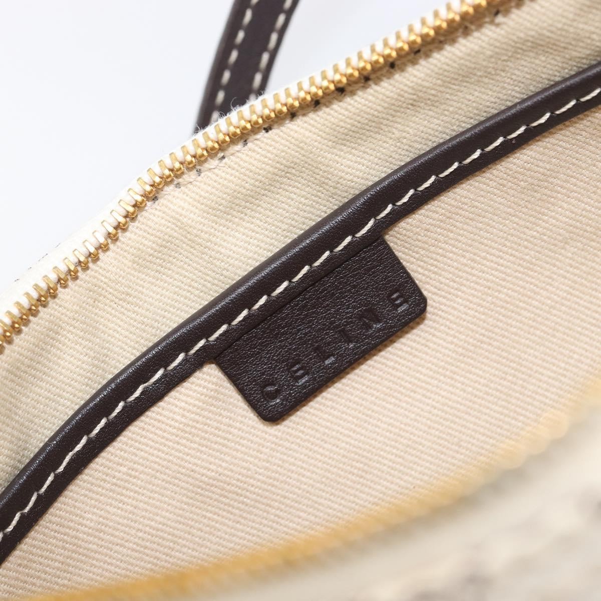 Celine Triomphe Macadam Zip Shoulder Bag Canvas White Pvc Clutche & Pouche Bag (Pre-Owned)