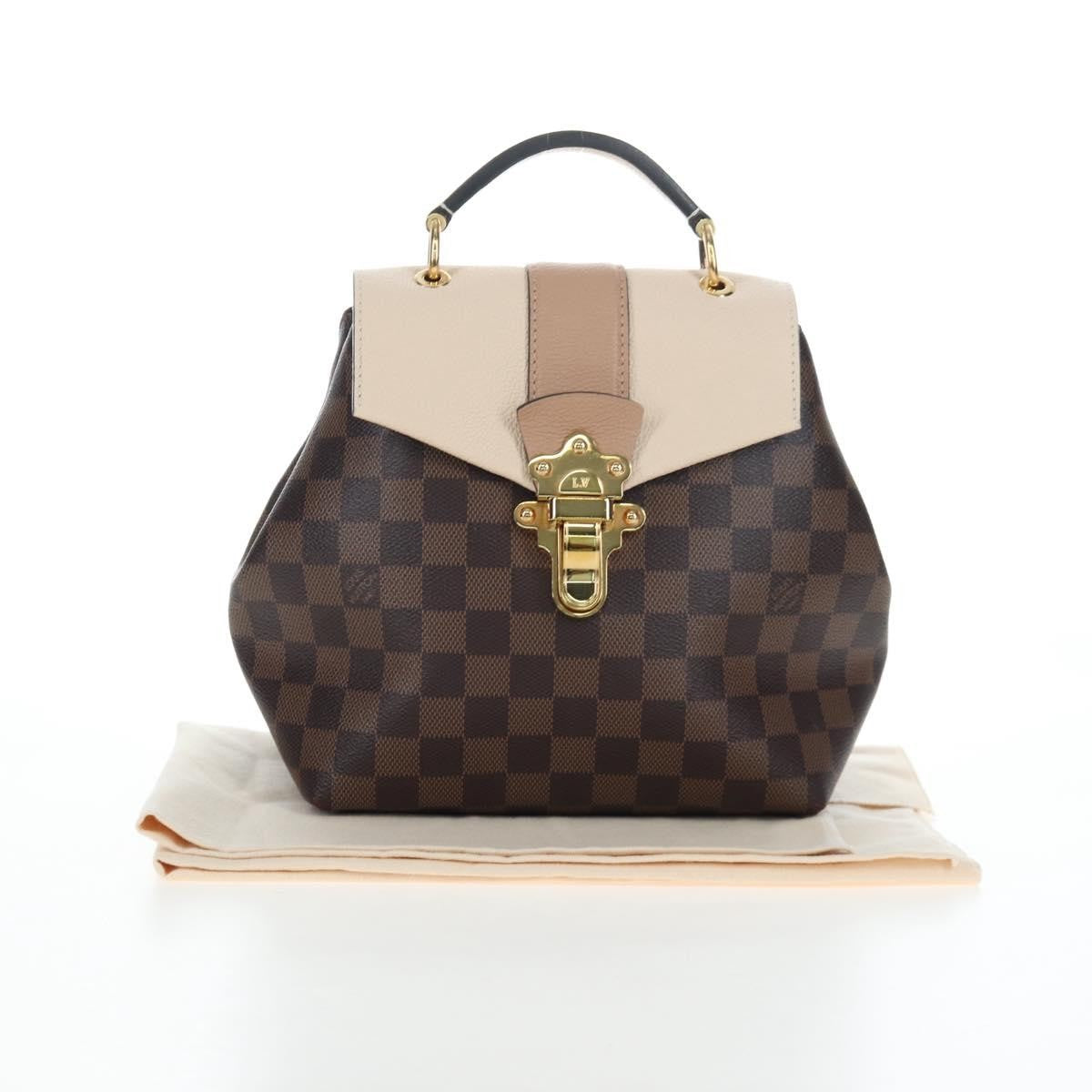 Louis Vuitton Clapton Backpack Damier And Leather Brown Canvas Backpack Bag (Pre-Owned)