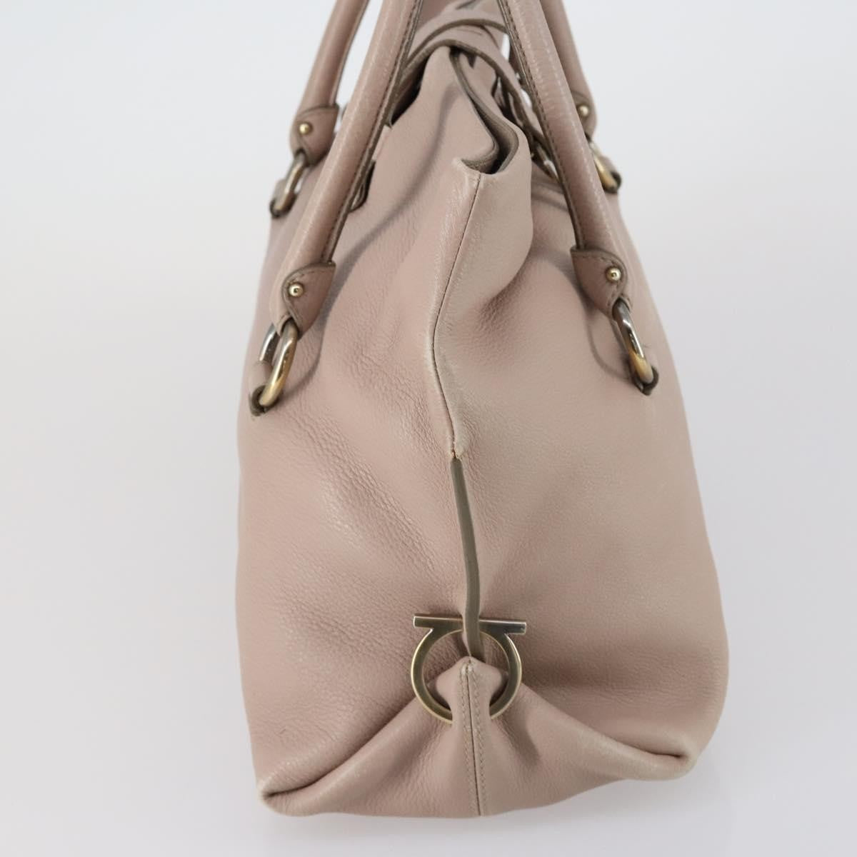 Salvatore Ferragamo Gancini Leather Beige Leather Shoulder Bag Bag (Pre-Owned)