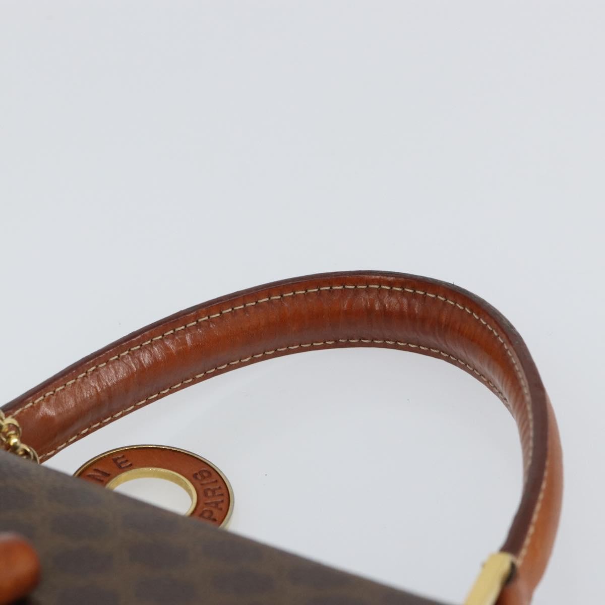 Celine Vintage Convertible Top Handle Macadam Coated Canvas Brown Pvc Handbag (Pre-Owned)