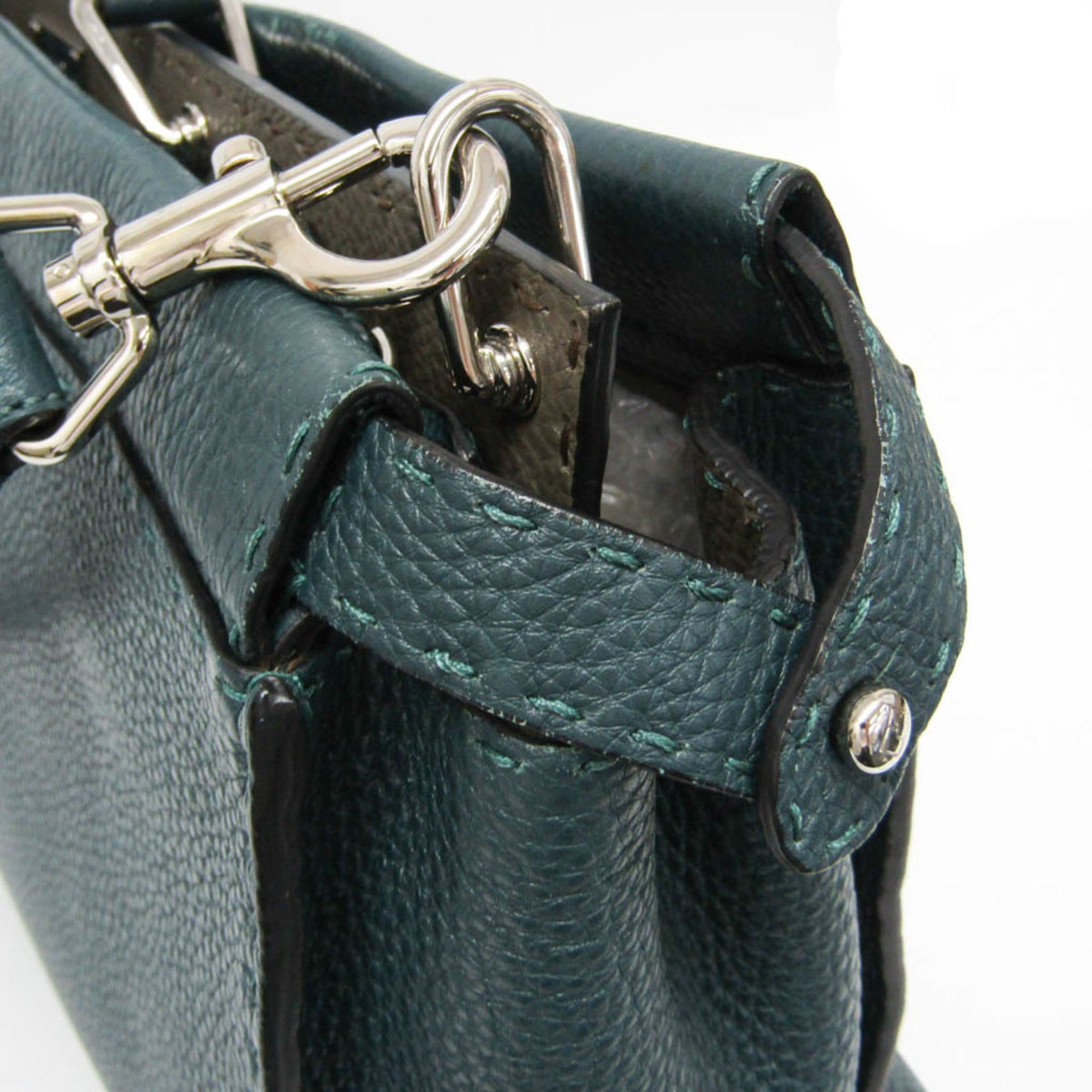 Fendi Monster Selleria Peekaboo Leather Green Leather Handbag (Pre-Owned)