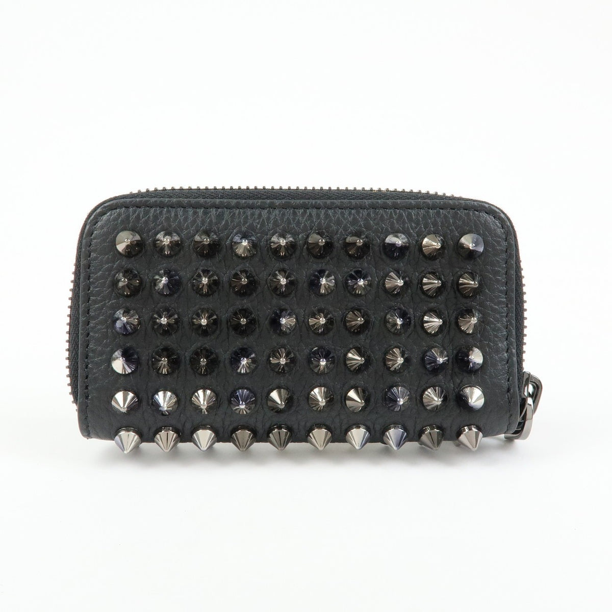 Christian Louboutin Panettone Coin Purse Spiked Leather Black Leather Wallets Accessory (Pre-Owned)