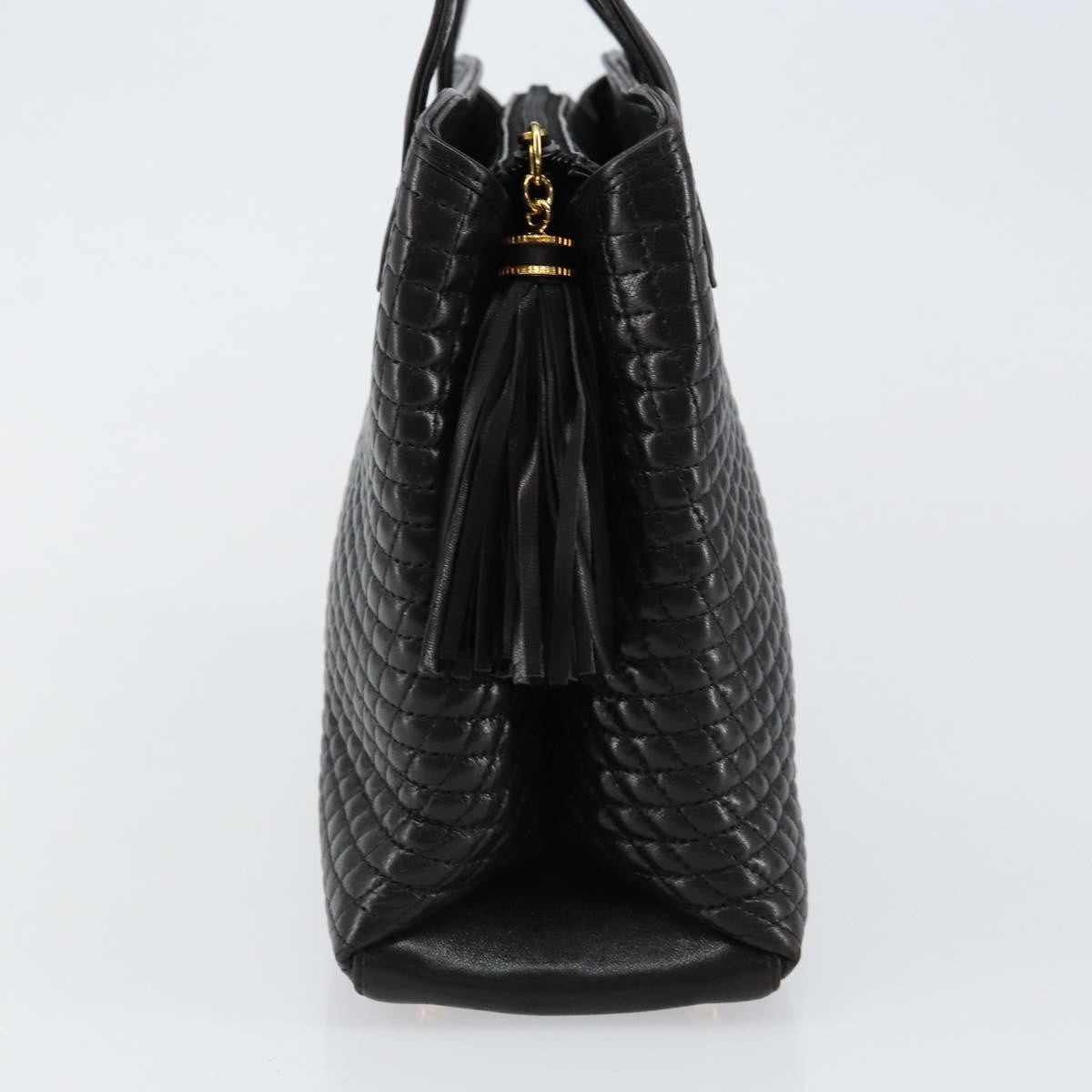 Bally Vintage Quilted Leather Black Leather Handbag (Pre-Owned)