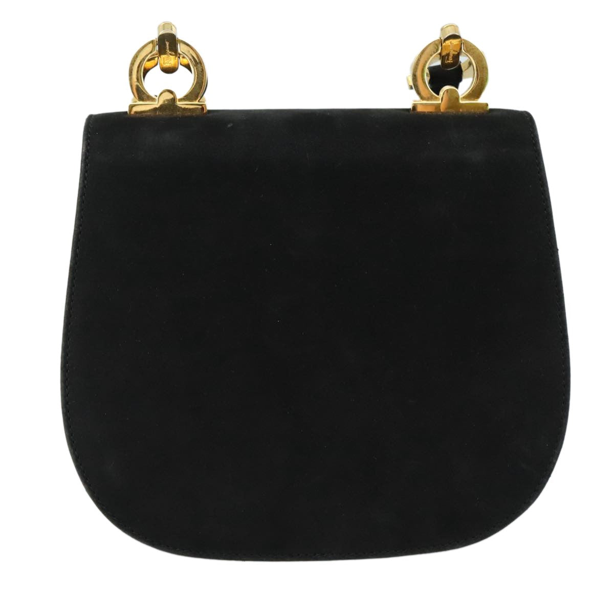 Salvatore Ferragamo Gancini Suede Black Suede Shoulder Bag Bag (Pre-Owned)