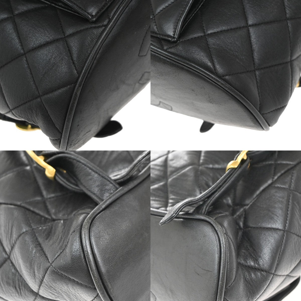 Chanel Duma Drawstring Quilted Leather Black Leather Backpack Bag (Pre-Owned)