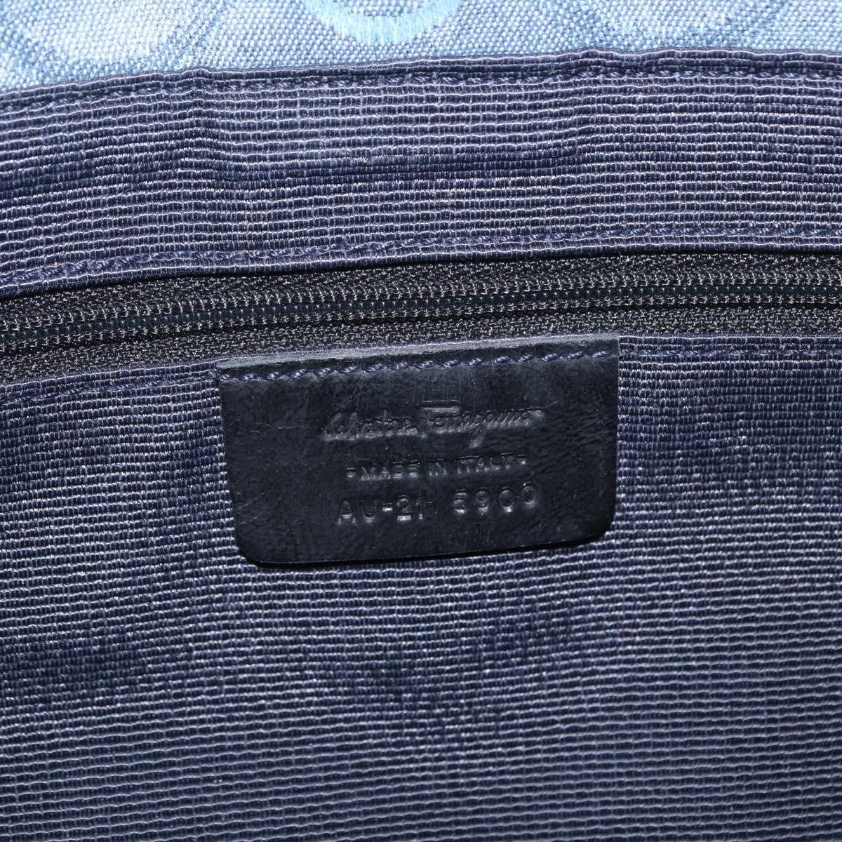 Salvatore Ferragamo Gancini Canvas Navy Canvas Shoulder Bag Bag (Pre-Owned)