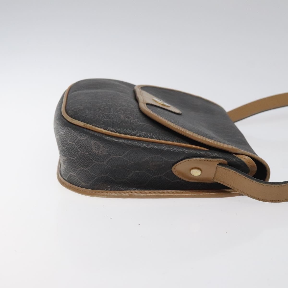 Christian Dior Vintage Honeycomb Flap Coated Canvas Black Canvas Shoulder Bag Bag (Pre-Owned)