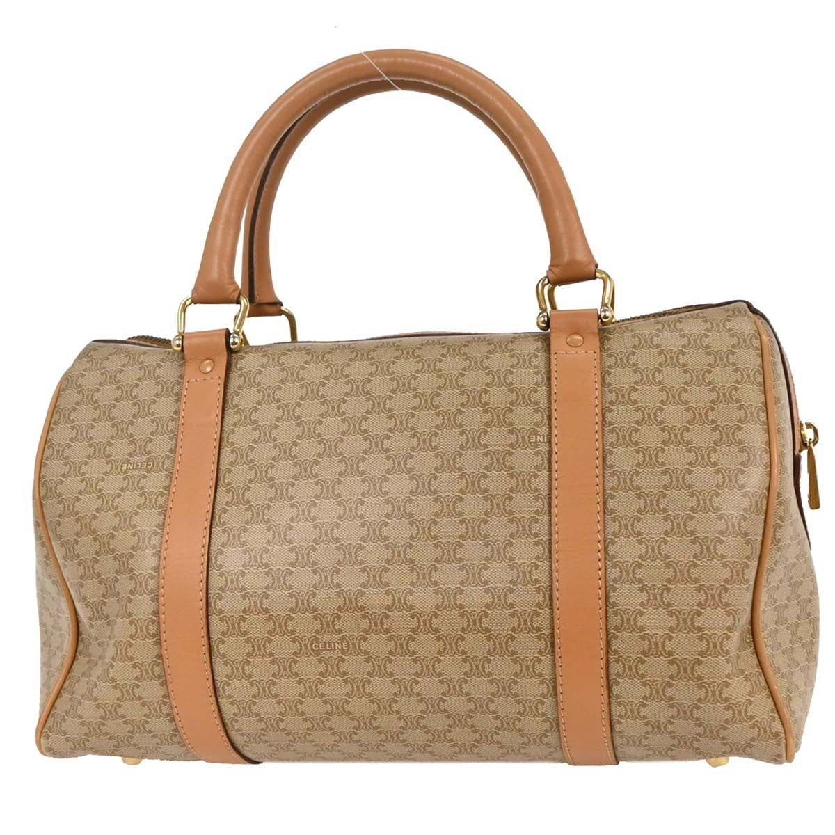 Celine Vintage Duffle Canvas And Leather Beige Pvc Travel Bag Bag (Pre-Owned)