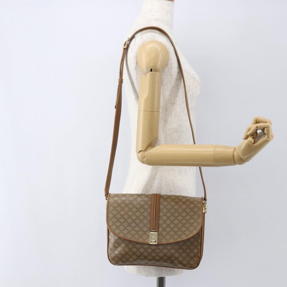Celine Vintage Macadam Canvas And Leather Beige Canvas Shoulder Bag Bag (Pre-Owned)