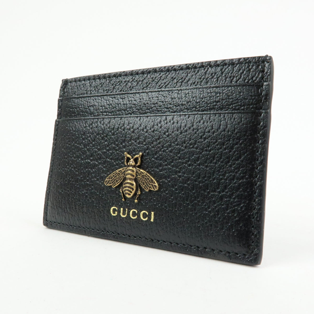 Gucci Animalier Card Holder Leather Black Leather Card Holders Accessory (Pre-Owned)
