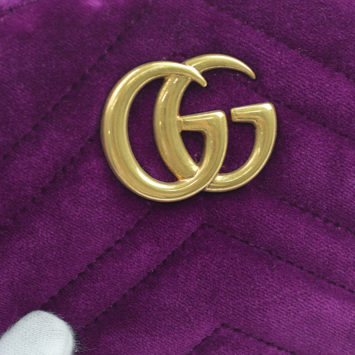 Gucci Gg Marmont Belt Matelasse Velvet Purple Velvet Handbag (Pre-Owned)