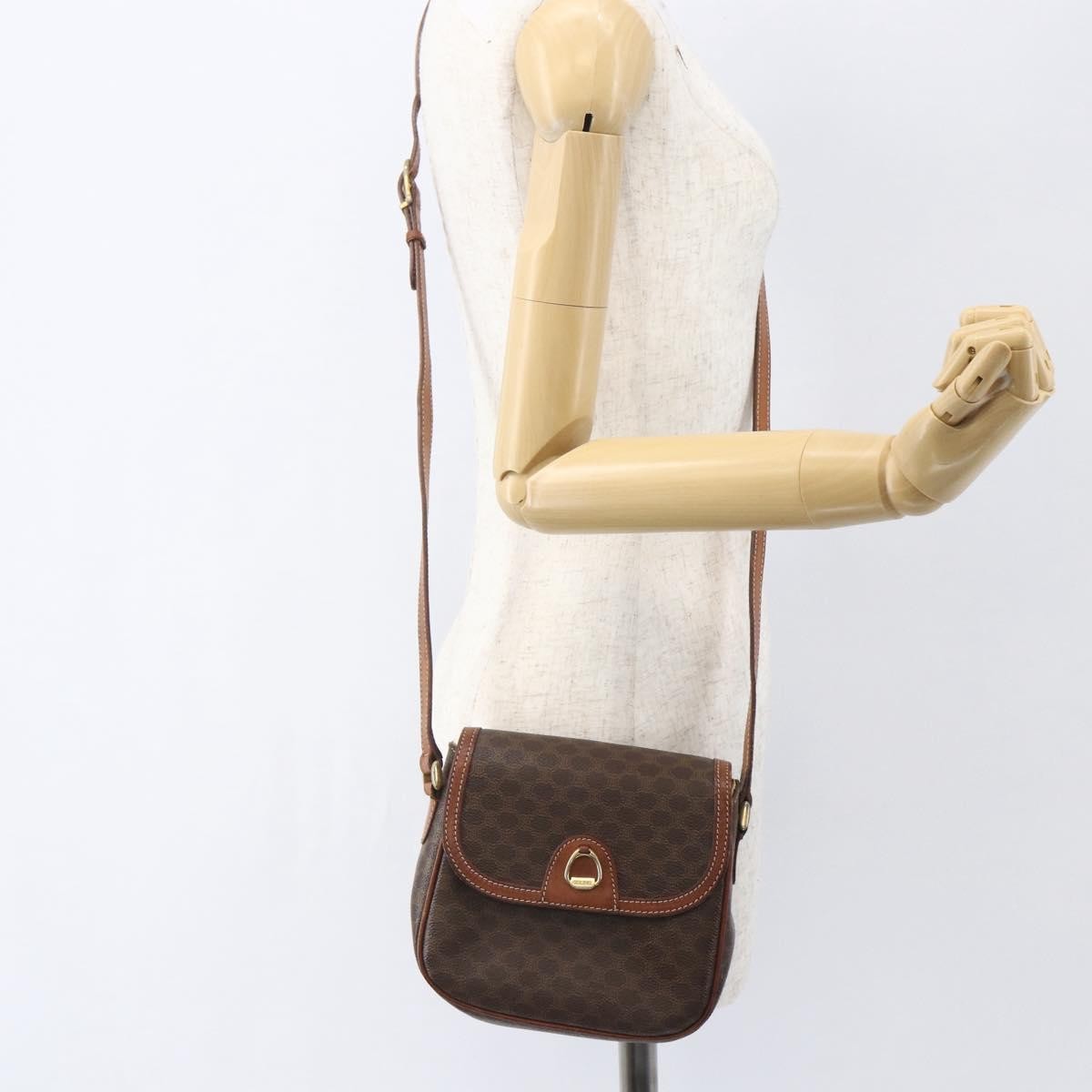 Celine Vintage Macadam Canvas And Leather Brown Canvas Shoulder Bag Bag (Pre-Owned)