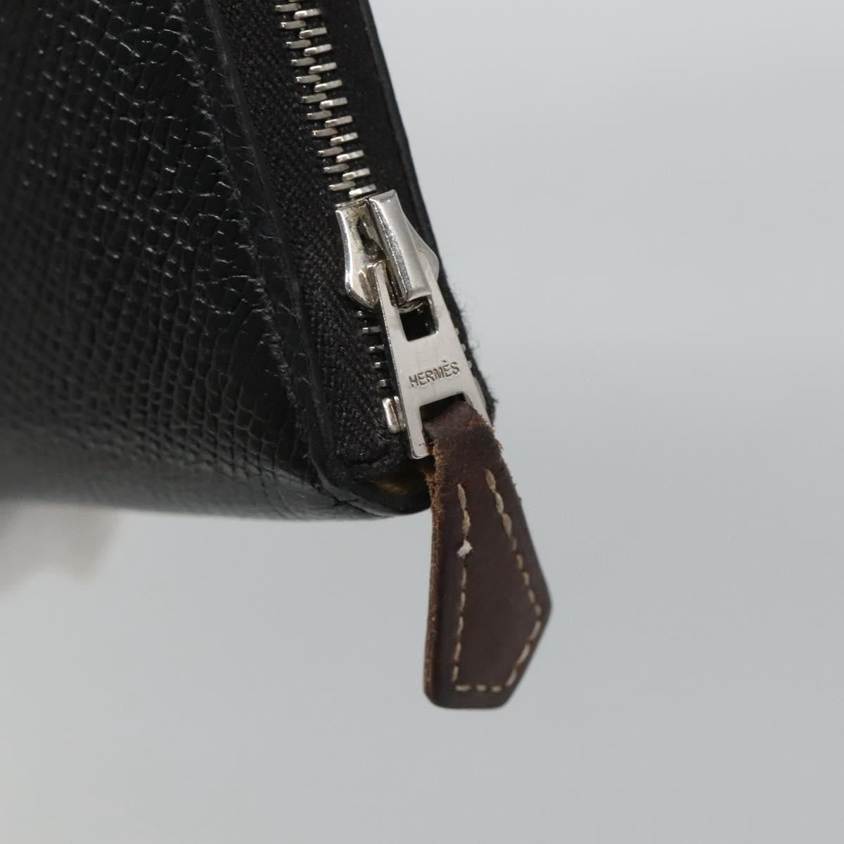 Hermes Azap Zip Around Silk'in Epsom Black Leather Wallets Accessory (Pre-Owned)