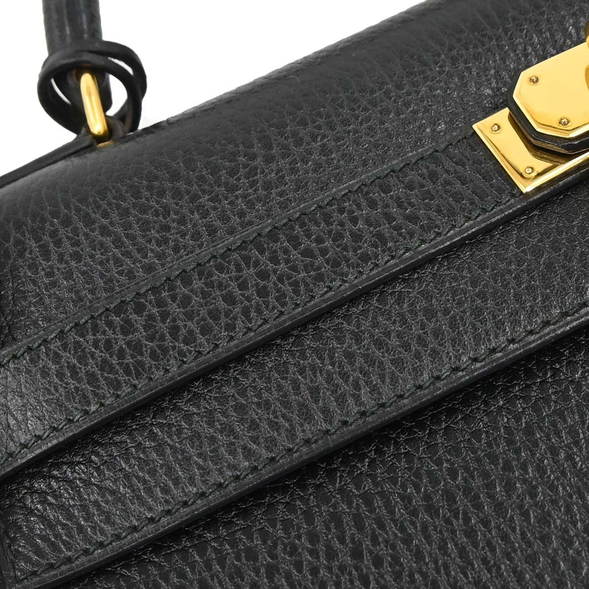 Hermes Kelly Black Ardennes With Gold Hardware Black Leather Handbag (Pre-Owned)