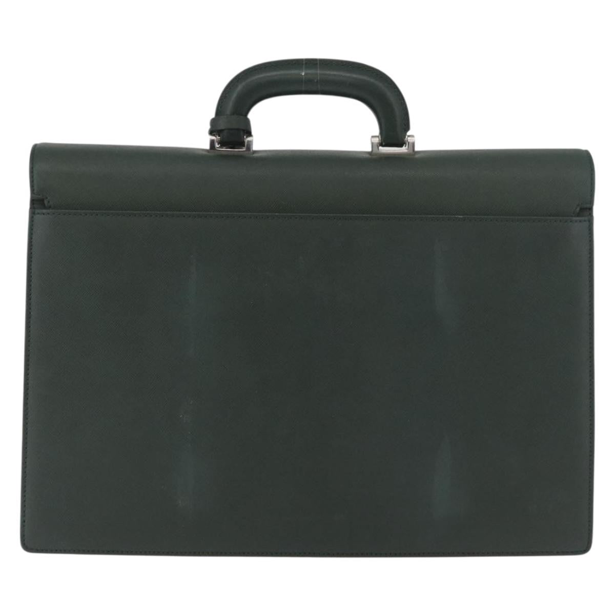 Burberry Briefcase Leather Green Leather Briefcase Bag (Pre-Owned)