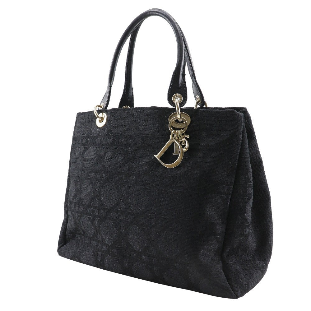 Christian Dior Lady Cannage Matelassé Black Canvas Tote Bag Bag (Pre-Owned)
