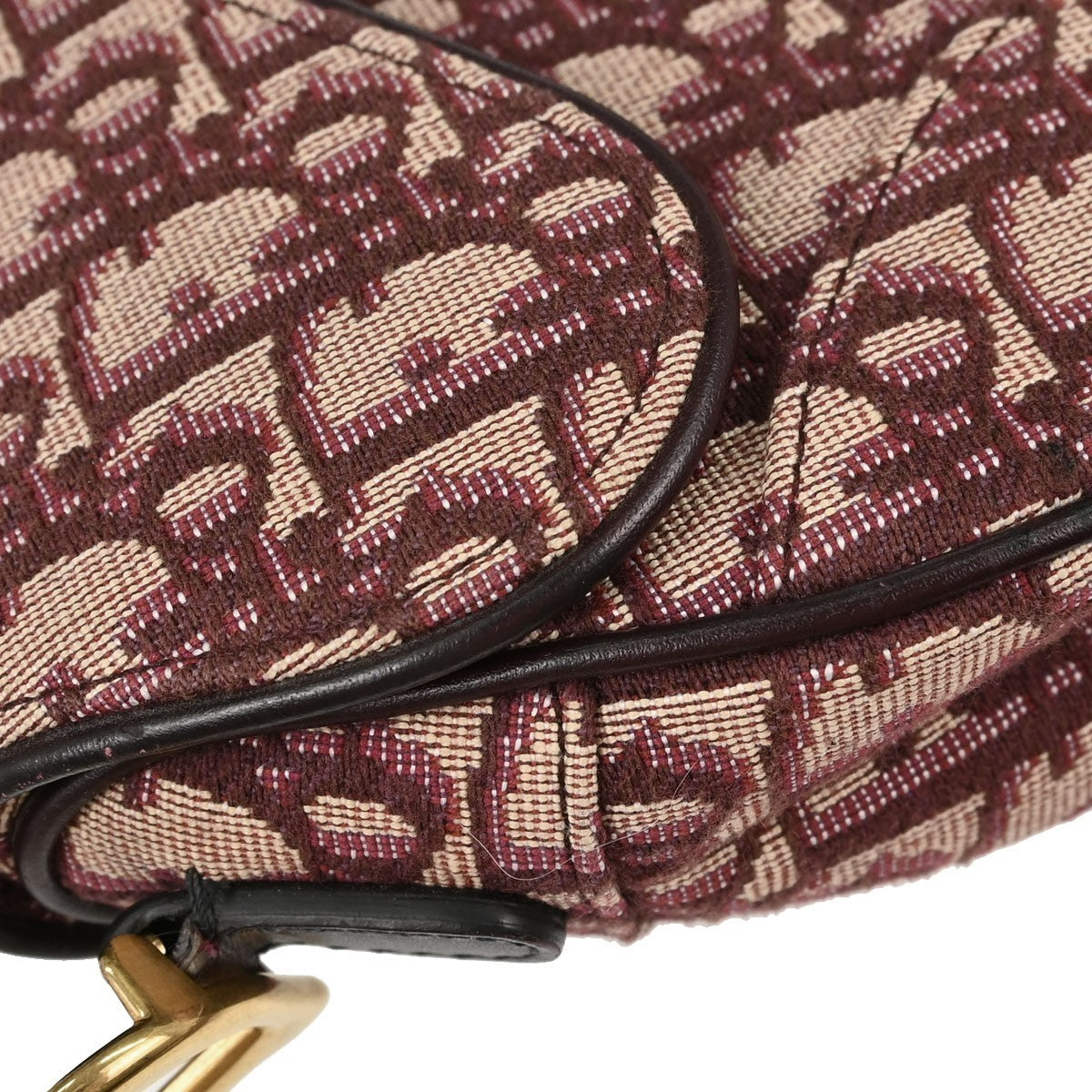 Christian Dior Saddle Logo Embroidered Canvas Burgundy Canvas Handbag (Pre-Owned)