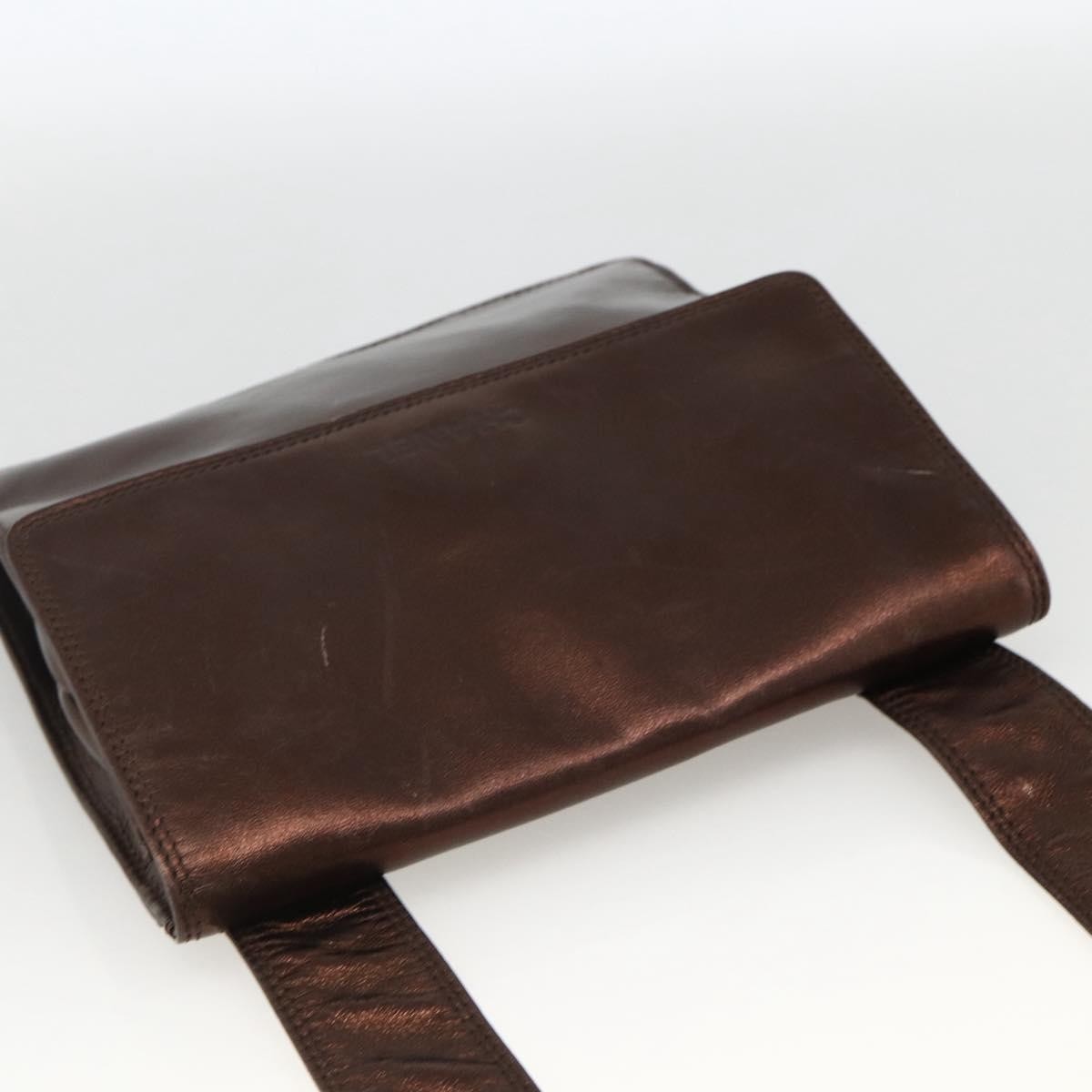 Chanel Vintage Logo Flap Messenger Leather Brown Leather Shoulder Bag Bag (Pre-Owned)