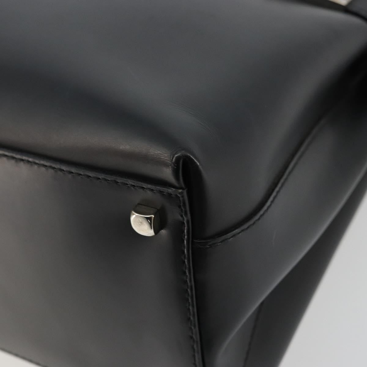Salvatore Ferragamo Double Gancini Side Buckle Leather Black Leather Tote Bag Bag (Pre-Owned)