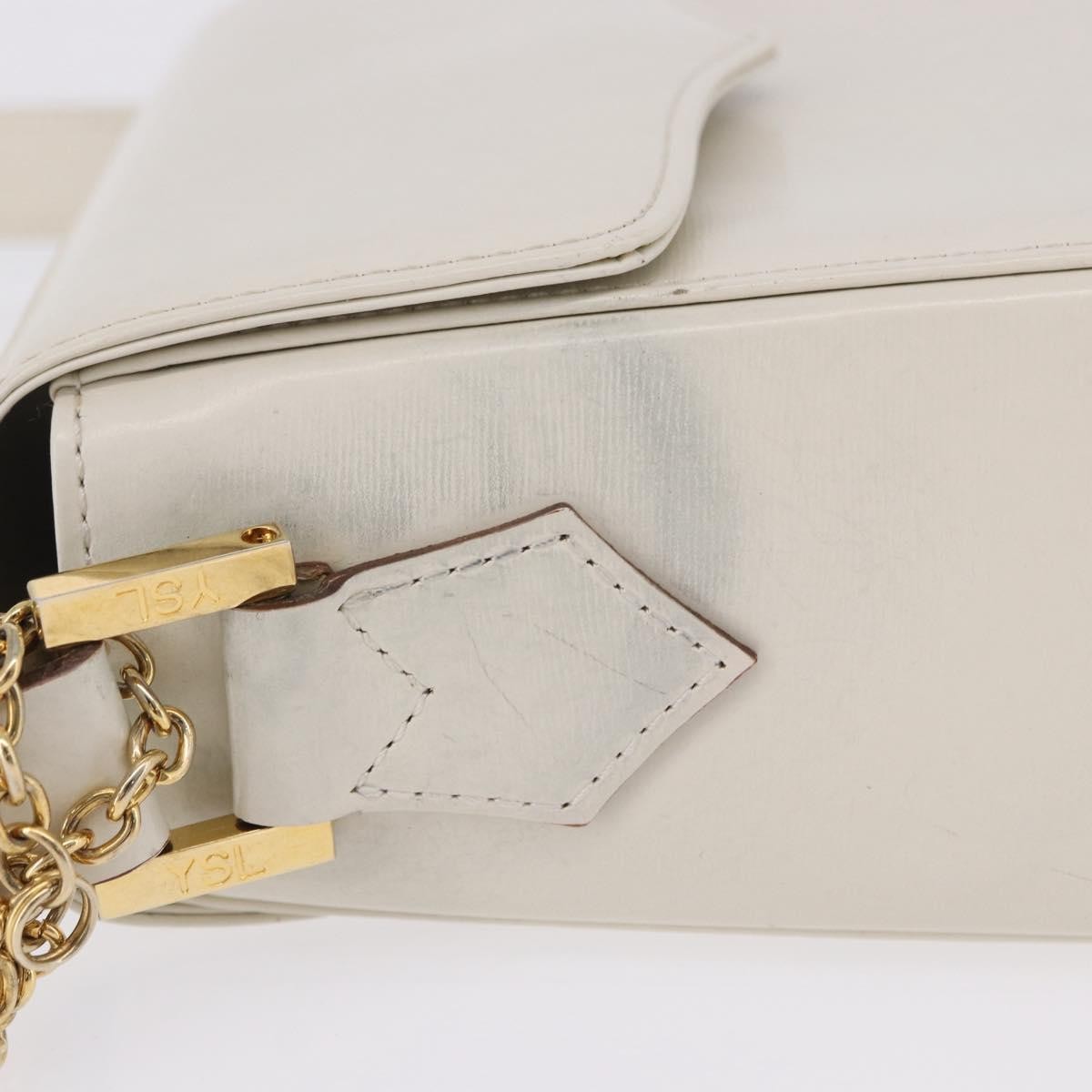Saint Laurent Vintage Leather Ecru Leather Shoulder Bag Bag (Pre-Owned)