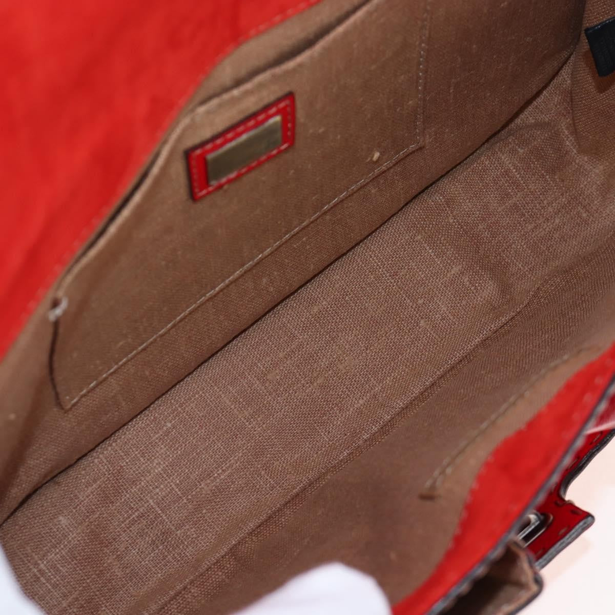 Fendi Secret Code F3 Convertible Satchel Textured Leather Red Leather Handbag (Pre-Owned)