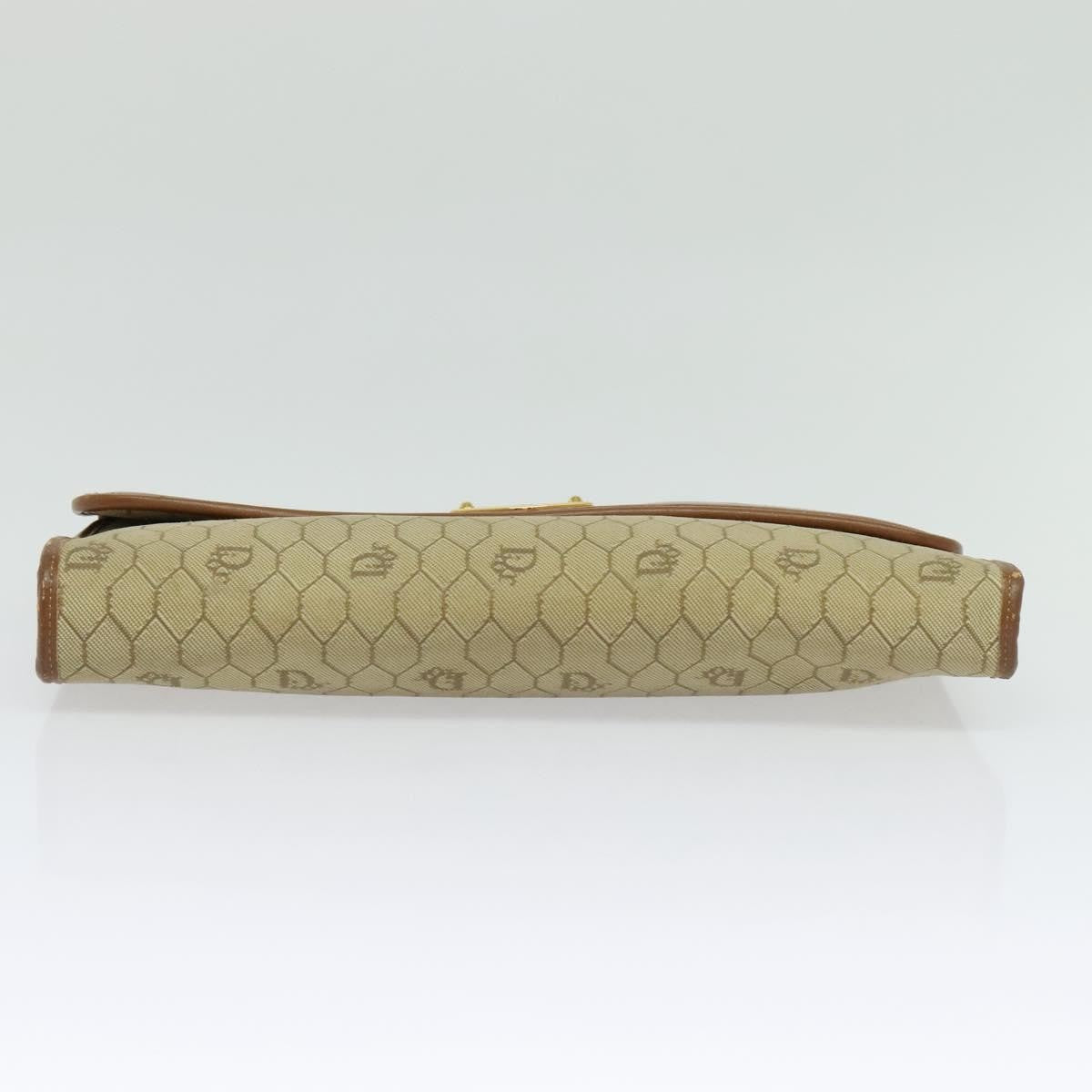 Christian Dior Vintage Honeycomb Chain Canvas Beige Canvas Bag (Pre-Owned)