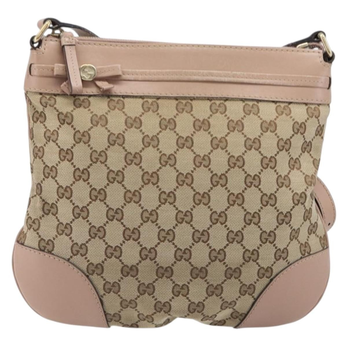Gucci Mayfair Messenger Gg Canvas And Leather Beige Canvas Shoulder Bag Bag (Pre-Owned)