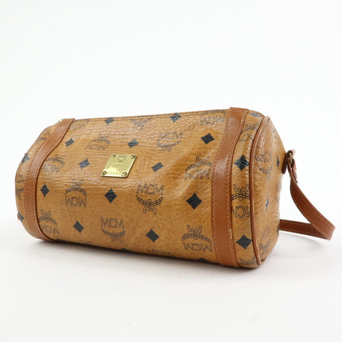 MCM Visetos Leather Brown Leather Shoulder Bag Bag (Pre-Owned)