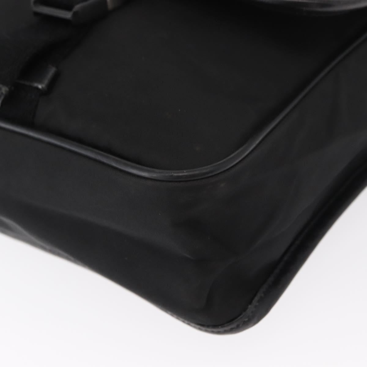 Prada Logo Flap Messenger Tessuto Black Nylon Shoulder Bag Bag (Pre-Owned)