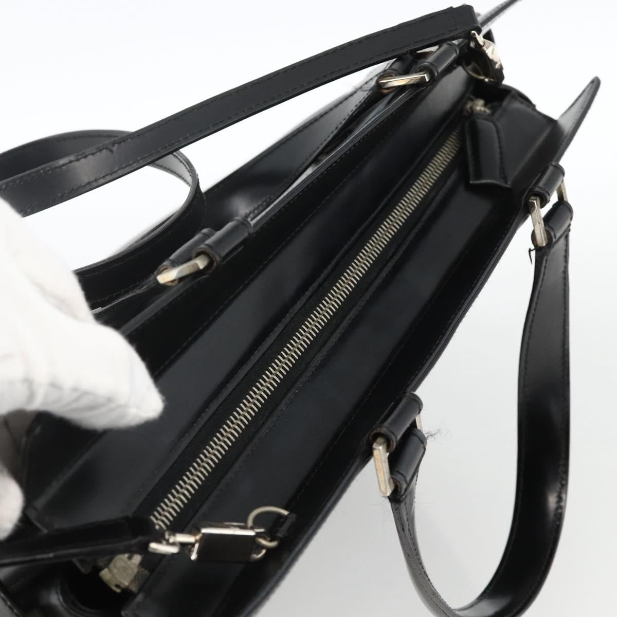 Salvatore Ferragamo Double Gancini Side Buckle Tote Leather Black Leather Handbag (Pre-Owned)