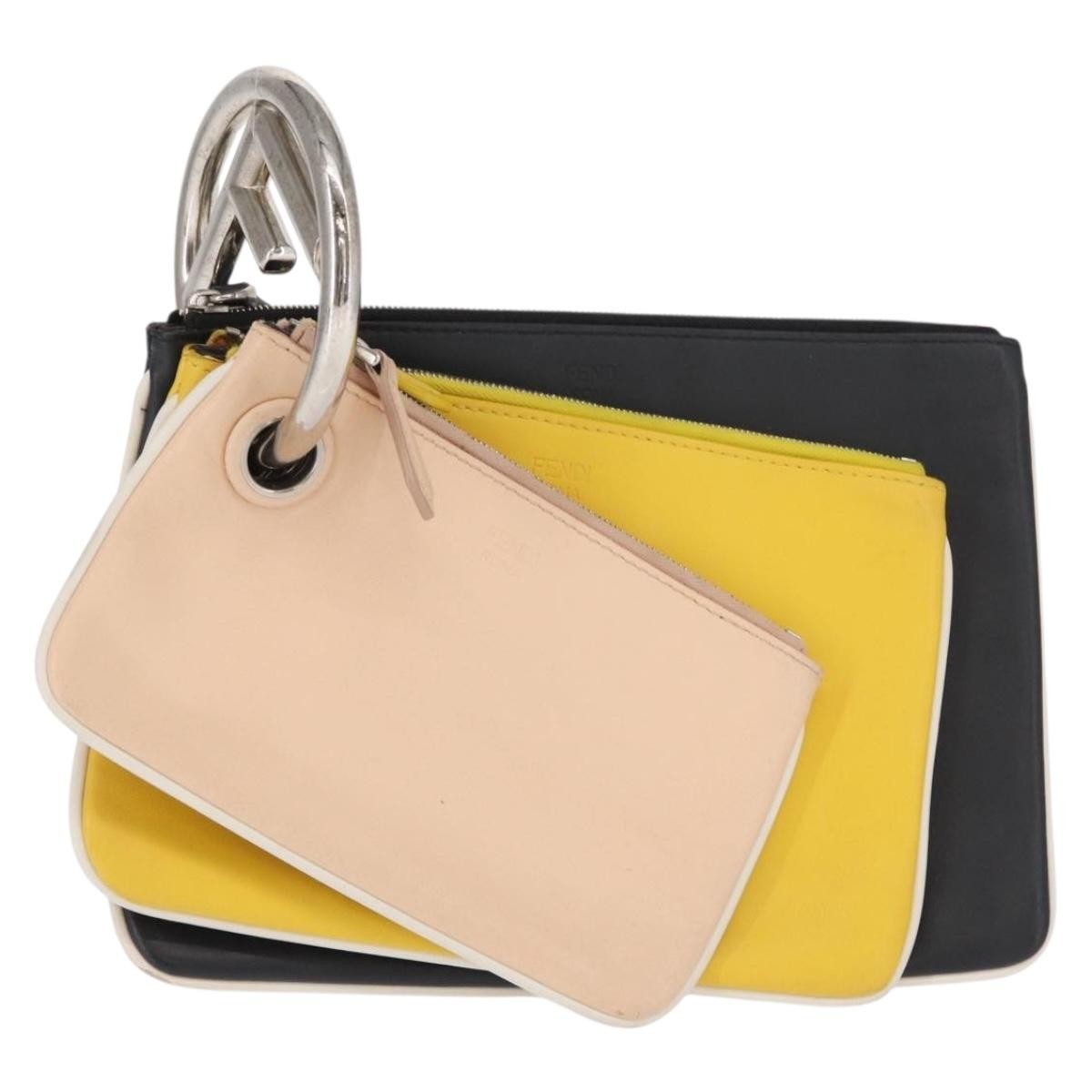 Fendi Triplette Pouch Set Calfskin Multicolour Leather Clutche & Pouche Bag (Pre-Owned)