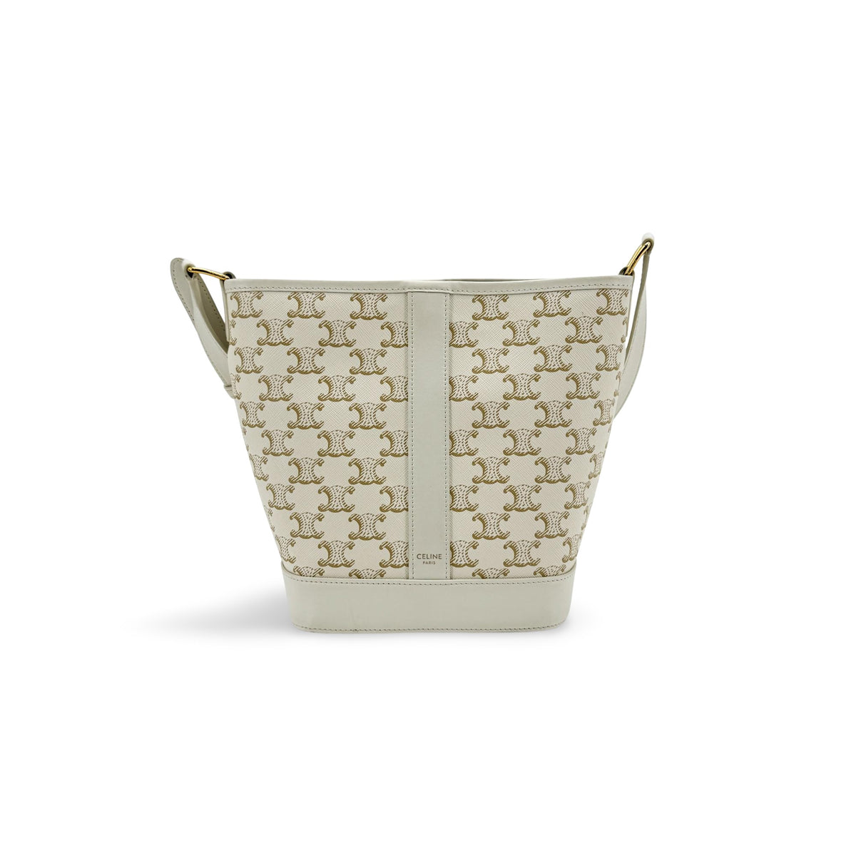Celine Bucket Triomphe Canvas White Canvas Shoulder Bag Bag (Pre-Owned)