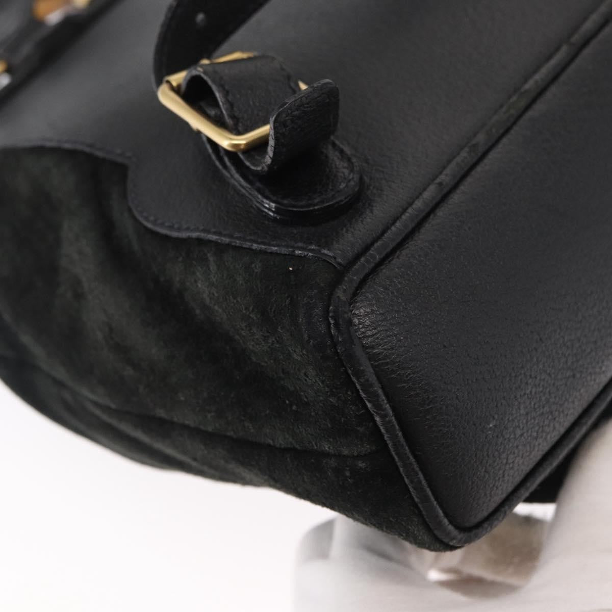 Gucci Vintage Bamboo Suede Black Suede Backpack Bag (Pre-Owned)