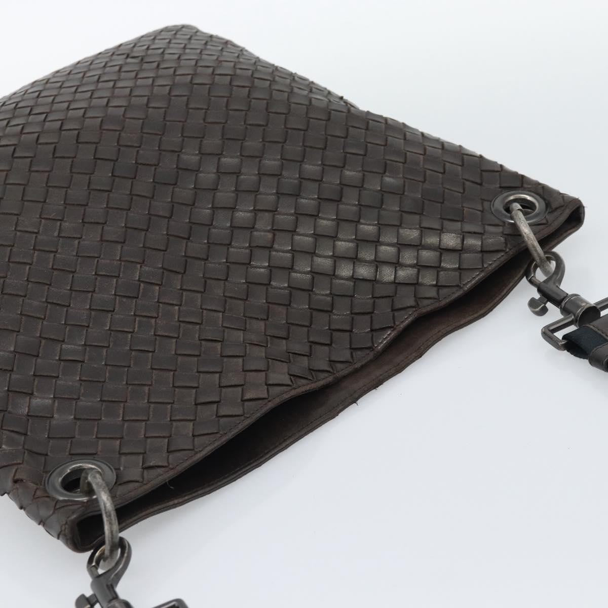 Bottega Veneta Flat Messenger Intrecciato Nappa Brown Leather Crossbody Bag Bag (Pre-Owned)